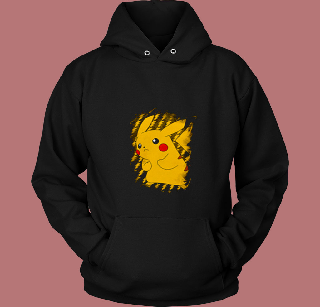 Pokemon Pikachu Brushy Graphic 80s Hoodie Pokemon Pikachu Brushy Graphic 80s Hoodie