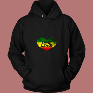 Rastafari One Love Vintage Jamaican Heart 80s Hoodie