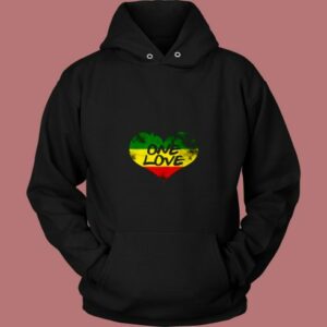 Rastafari One Love Vintage Jamaican Heart 80s Hoodie
