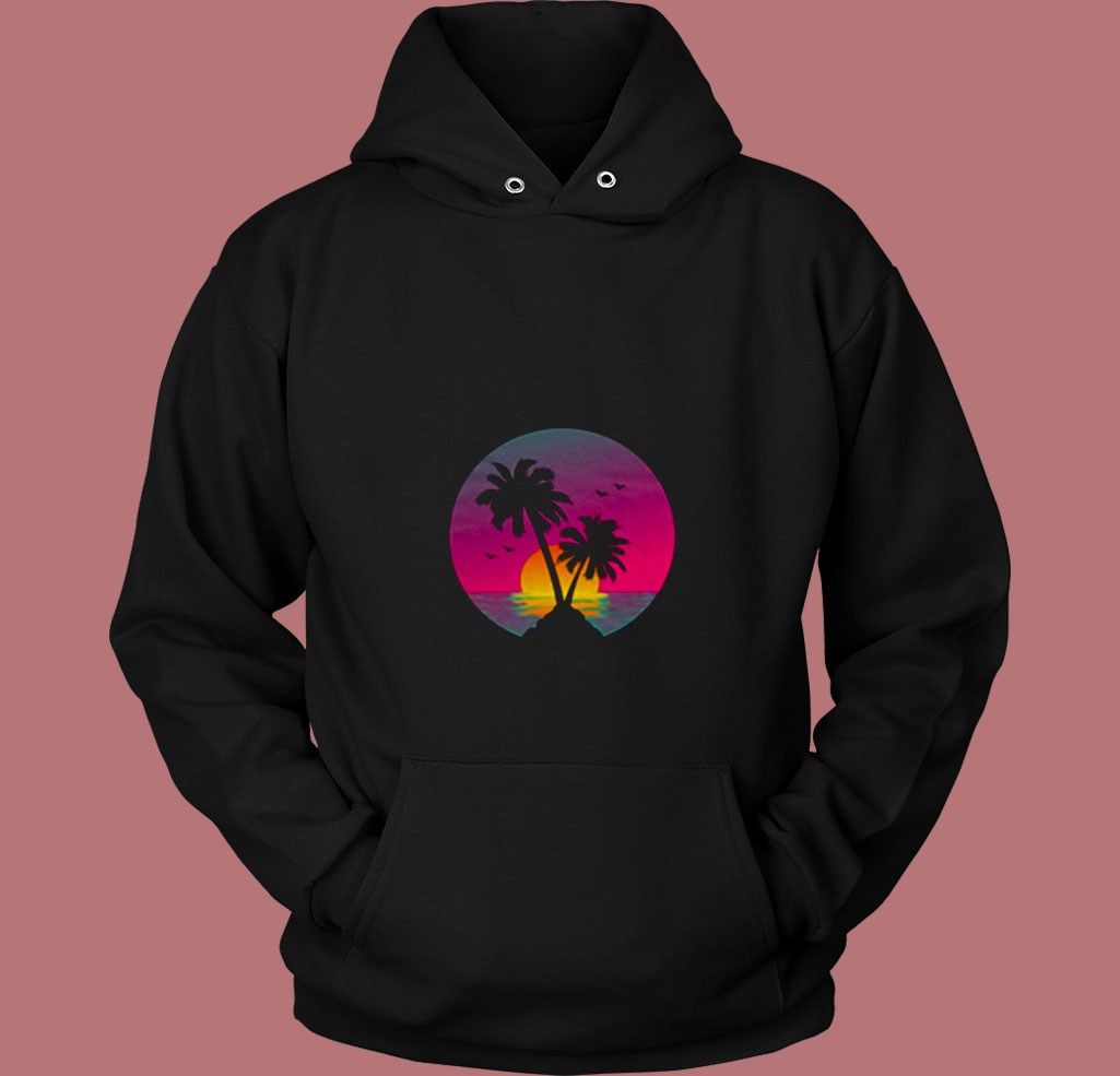 Retro 80s Aesthetic Sunset In A Circle 80s Hoodie Retro 80s Aesthetic Sunset In A Circle 80s Hoodie