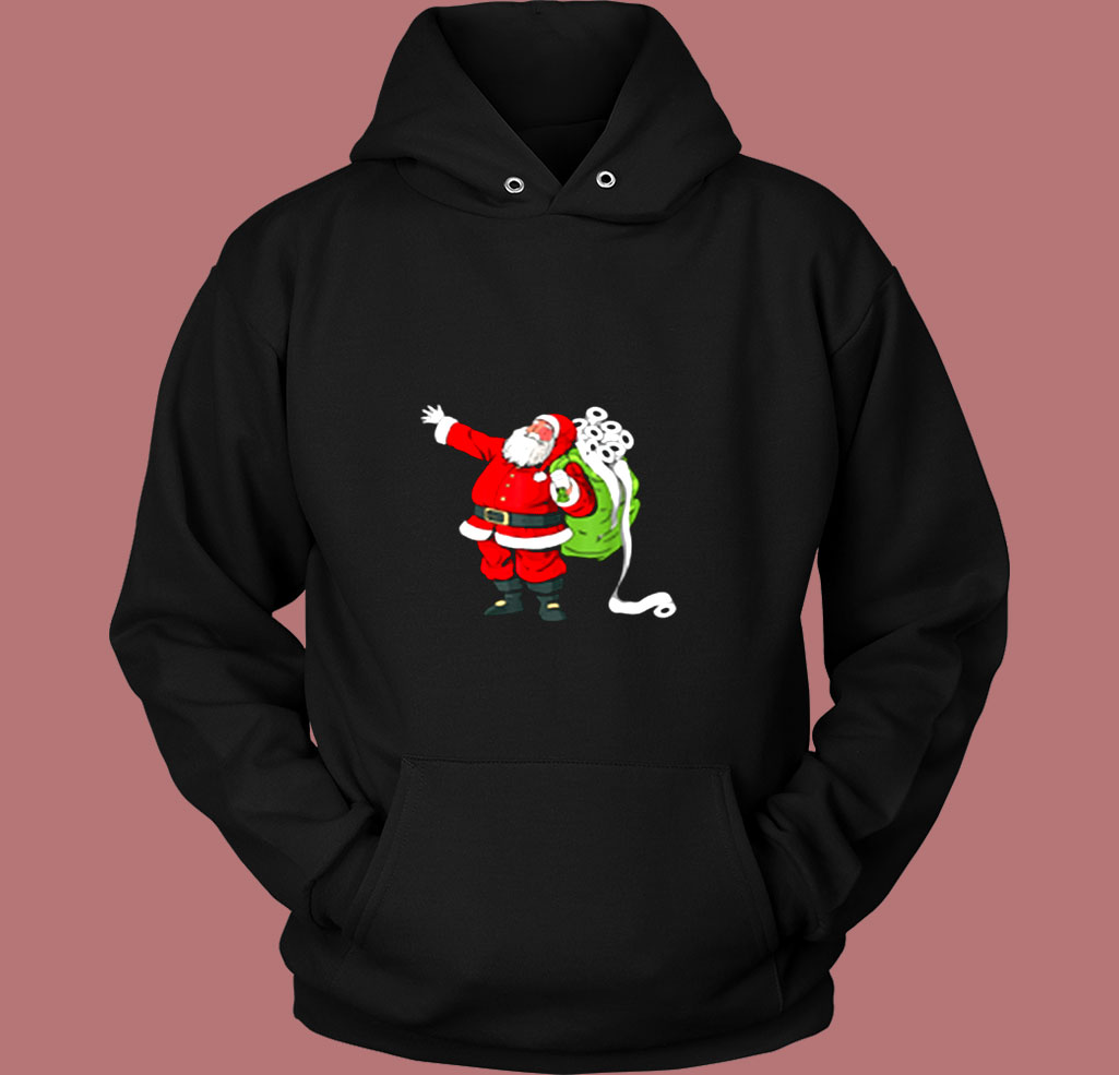 Santa With Face Mask And Toilet Paper Funny Christmas Vintage Hoodie Santa With Face Mask And Toilet Paper Funny Christmas Vintage Hoodie