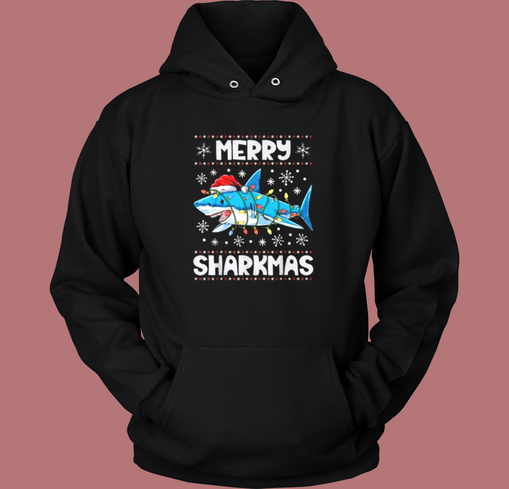 Sharkmas Shark Santa Hat Hoodie Style Sharkmas Shark Santa Hat Hoodie Style