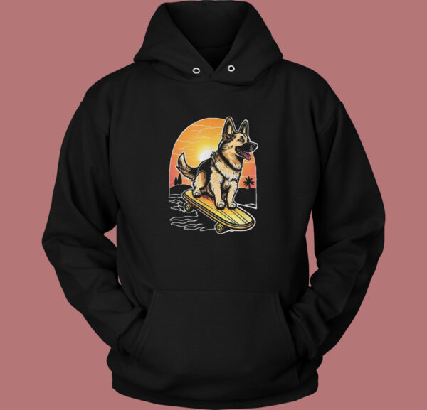 Skateboarding German Shepherd Hoodie Style