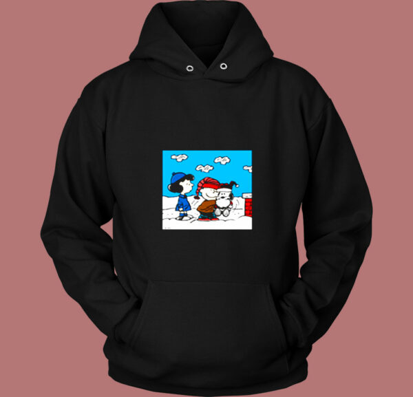 Snoopy Peanuts  Santa Claus Christmas Cartoon Vintage Hoodie