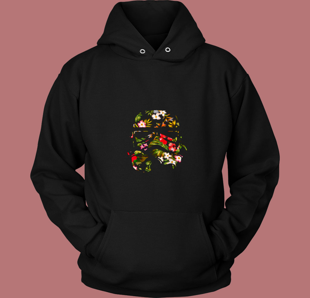 Star Wars Tropical Stormtrooper Floral Print Graphic 80s Hoodie Star Wars Tropical Stormtrooper Floral Print Graphic 80s Hoodie