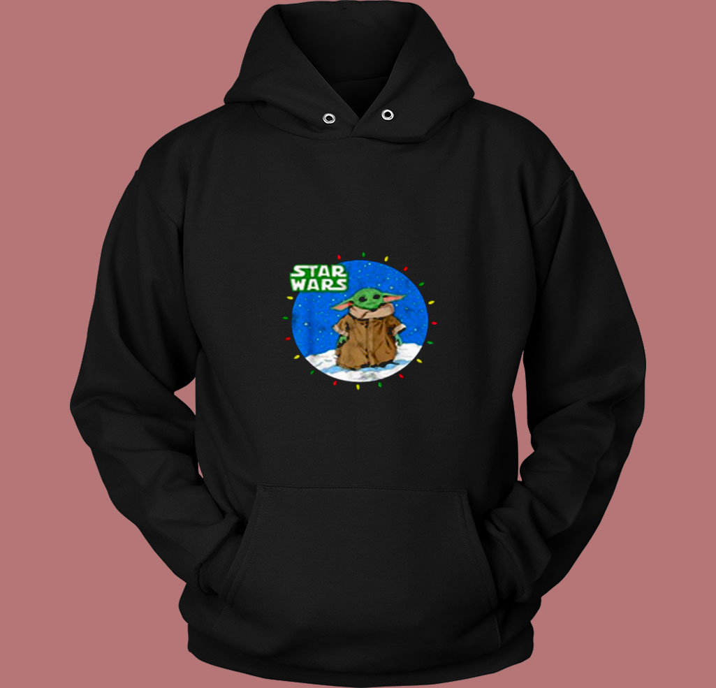 Star Wars Yoda Mandalorian Lights Christmas 80s Hoodie Star Wars Yoda Mandalorian Lights Christmas 80s Hoodie
