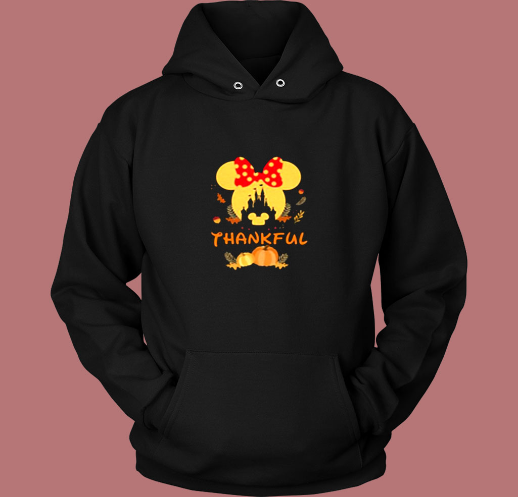 Thanksgiving Minnie Head With Black Castle Pumpkin Vintage Hoodie Thanksgiving Minnie Head With Black Castle Pumpkin Vintage Hoodie