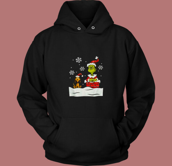 The Grinch And Dog Stole Christmas Funny 80s Hoodie
