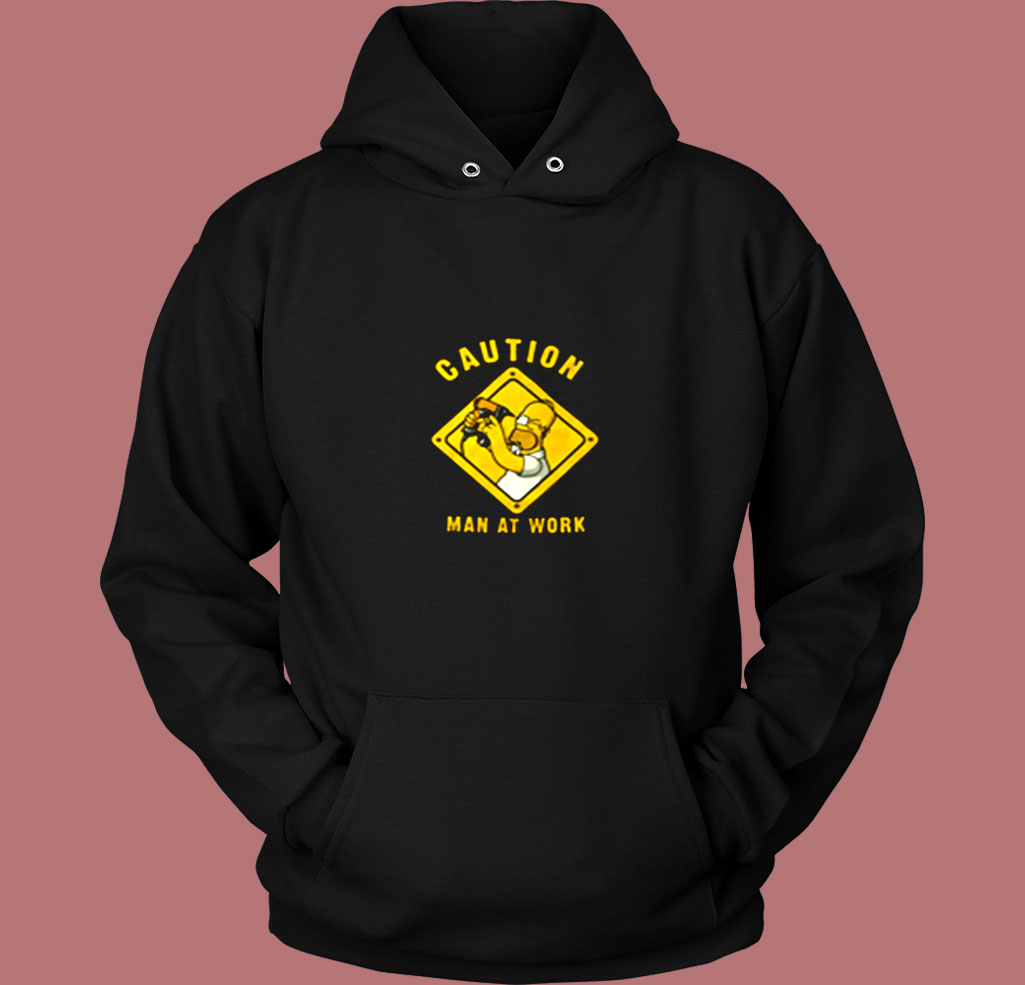 The Simpsons Homer Simpson Caution Man At Work Vintage Hoodie The Simpsons Homer Simpson Caution Man At Work Vintage Hoodie