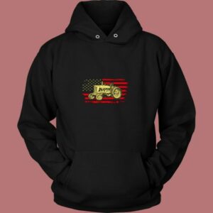 Tractor American Flag Farming Vehicles Cars Vintage Hoodie