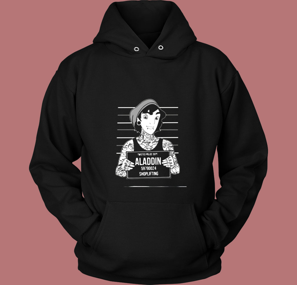 Twisted Punk Disney Aladdin Mugshot Vintage Hoodie Twisted Punk Disney Aladdin Mugshot Vintage Hoodie