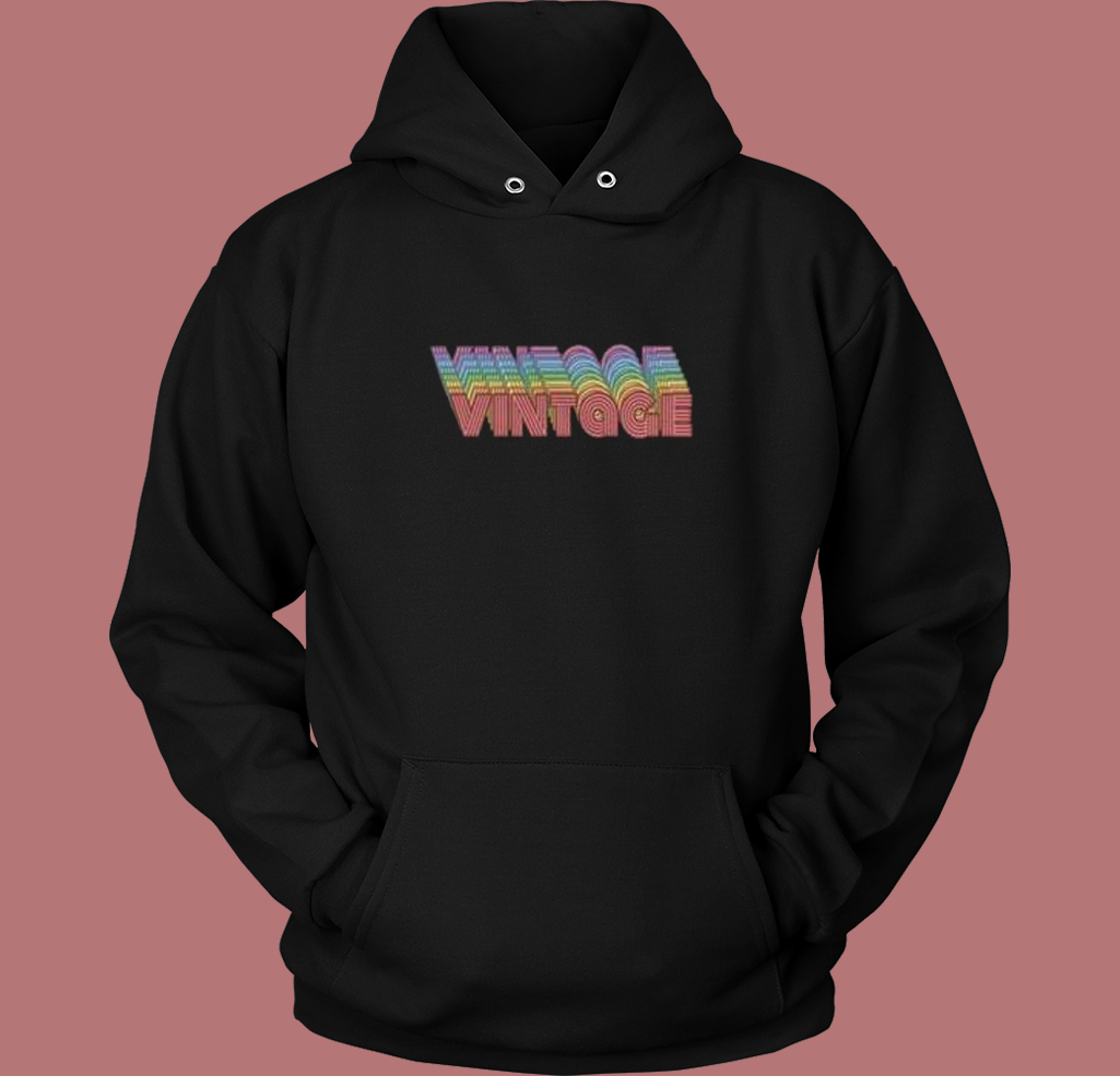 Vintage Texted Rainbow Aesthetic Hoodie Style Vintage Texted Rainbow Aesthetic Hoodie Style