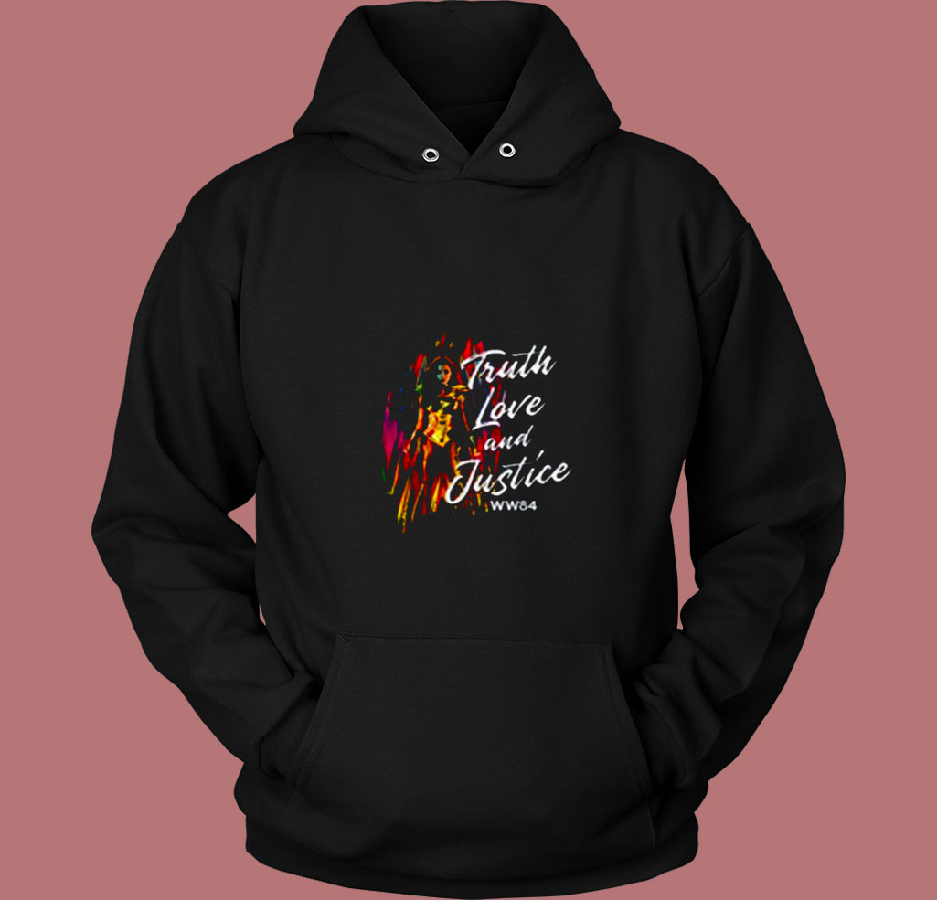Wonder Woman Truth Love And Justice 80s Hoodie Wonder Woman Truth Love And Justice 80s Hoodie