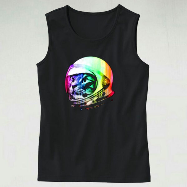 Astro Cat With Planet Balloons Graphic Tank Top