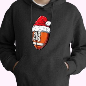 Christmas Football Ball Santa Hat 70s Basic Hoodie