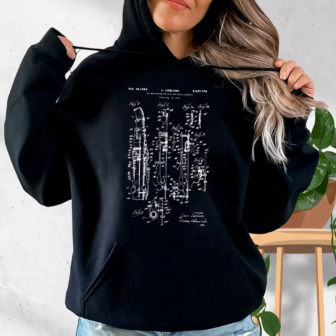 Clarinet Patent Fashionable Hoodie Clarinet Patent Fashionable Hoodie