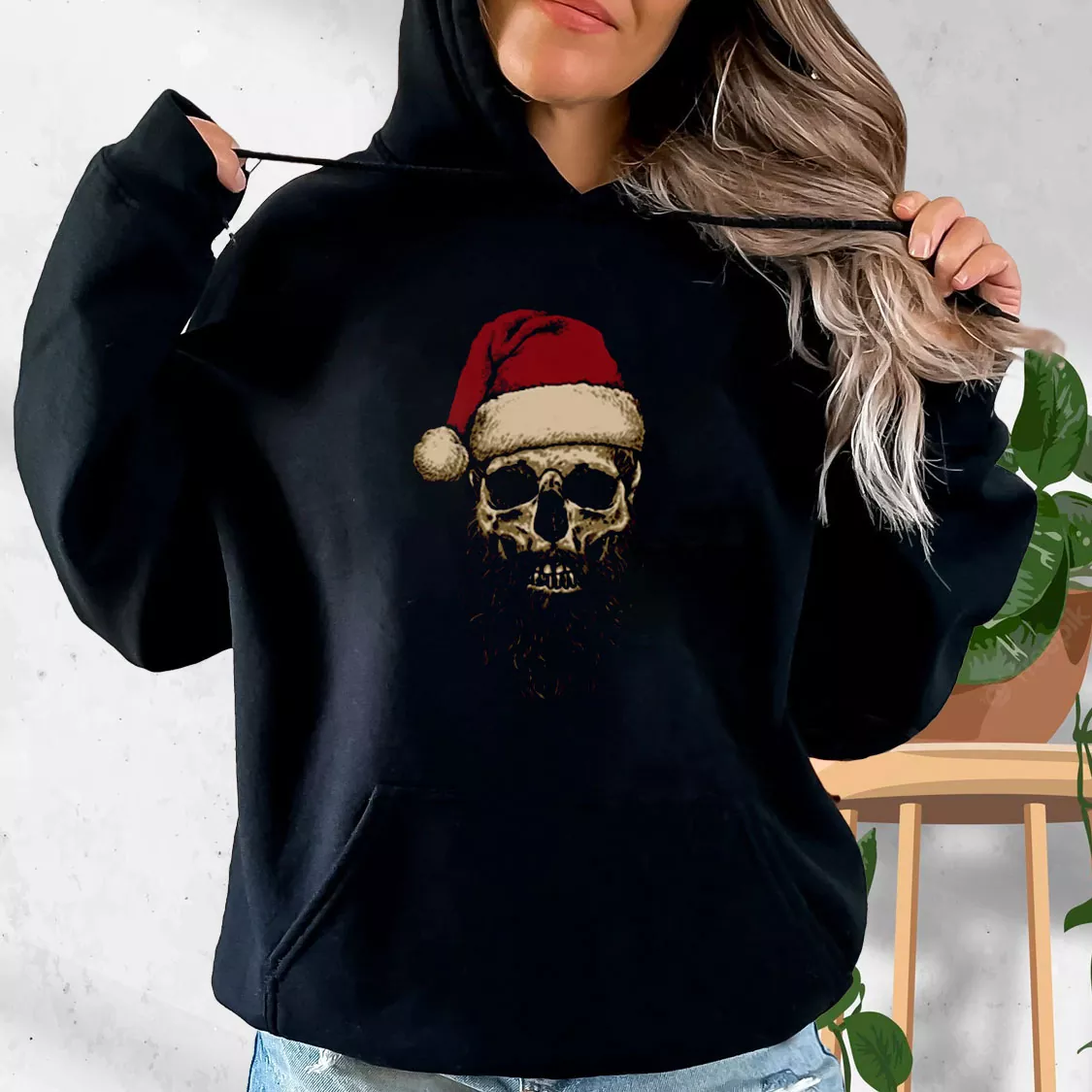 Father Christmas Santa Skull Hoodie Xmas Outfits Father Christmas Santa Skull Hoodie Xmas Outfits