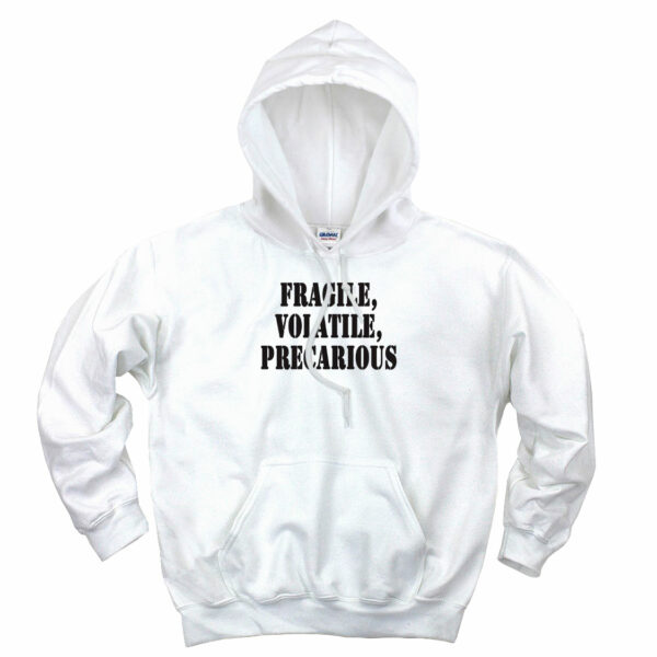 Fragile Volatile Precarious Recession Quote Hoodie