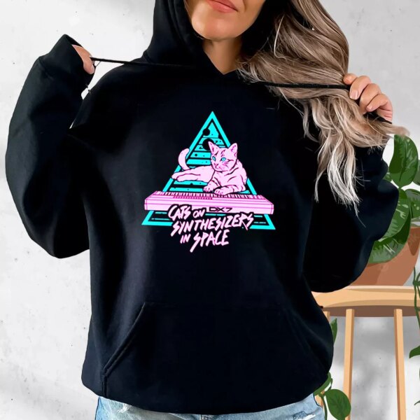 Funny Cats On Synthesizers In Space Fashionable Hoodie