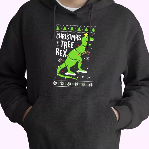 Funny Christmas Tree Rex T Rex Hoodie Xmas Outfits