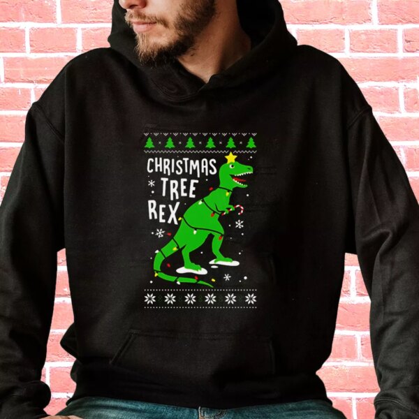 Funny Christmas Tree Rex T Rex Hoodie Xmas Outfits