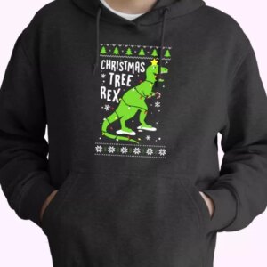 Funny Christmas Tree Rex T Rex Hoodie Xmas Outfits 4