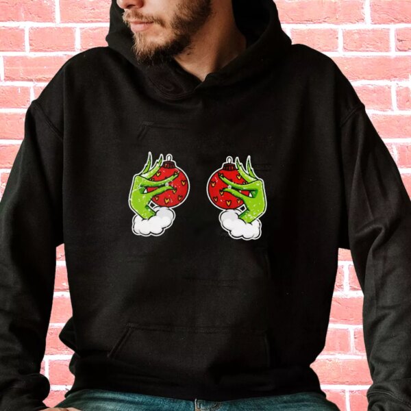 Funny Grinch’s Hand Is On The Breast Hoodie Xmas Outfits