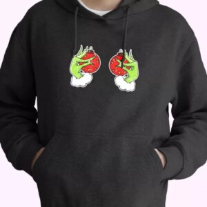Funny Grinchs Hand Is On The Breast Hoodie Xmas Outfits 4