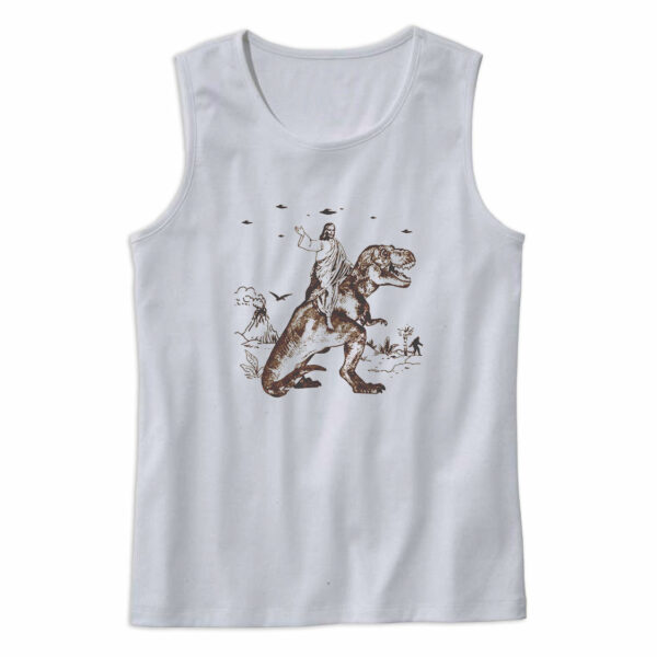 Funny Jesus Riding Dinosaur Tank Top Outfit
