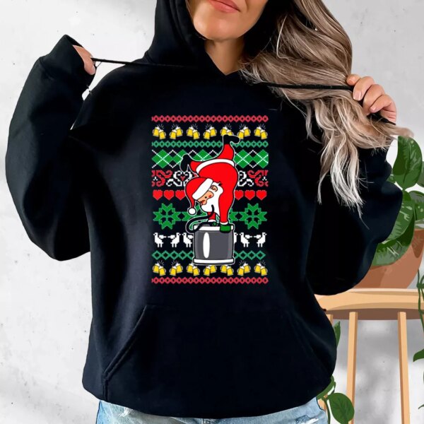 Funny Santa Claus Keg Stand Hoodie Xmas Outfits