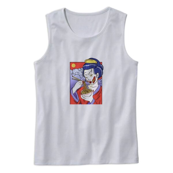 Geisha Japanese Zombie Eating Ramen Summer Tank Top
