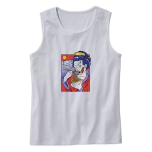 Geisha Japanese Zombie Eating Ramen Summer Tank Top 4