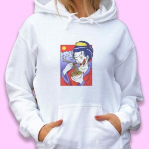 Geisha Japanese Zombie Eating Ramen Trendy Hoodie