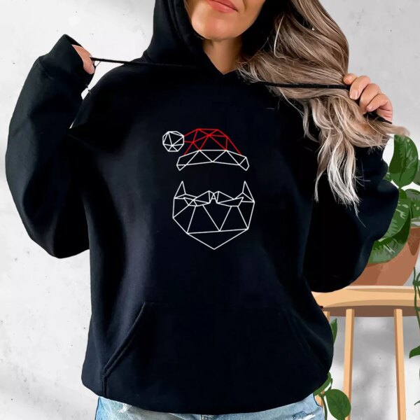 Geometric Santa Father Hoodie Xmas Outfits
