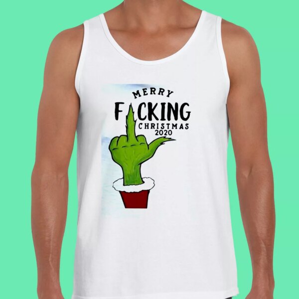 Grinch Hand Merry Fucking Christmas Gym Christmas Tank Top