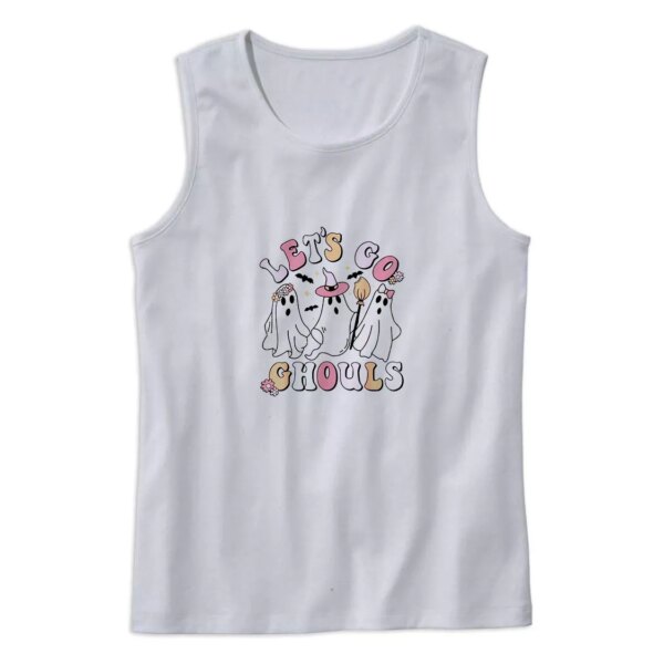 Groovy Let’s Go Ghouls Halloween Ghost Summer Tank Top