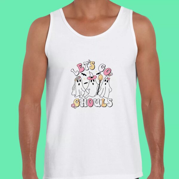Groovy Let’s Go Ghouls Halloween Ghost Summer Tank Top