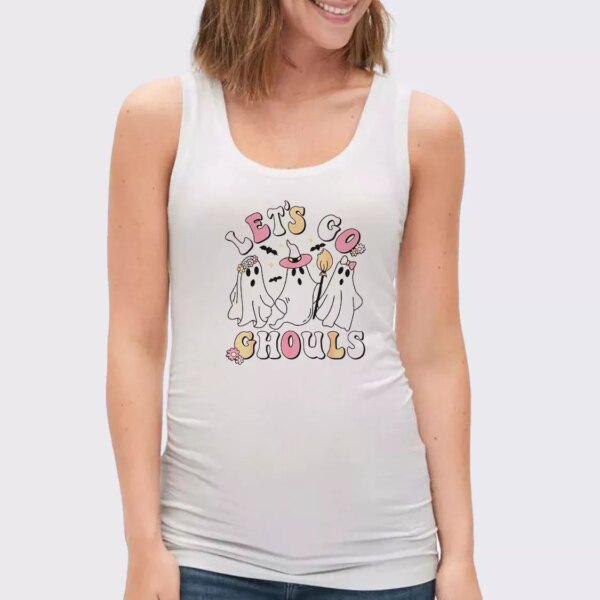 Groovy Let’s Go Ghouls Halloween Ghost Summer Tank Top