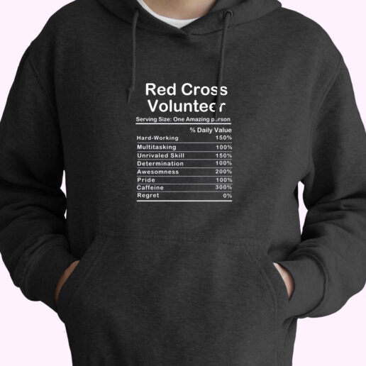 Hoodie Red Cross Volunteer Nutrition Facts 90s Style Hoodie Red Cross Volunteer Nutrition Facts 90s Style
