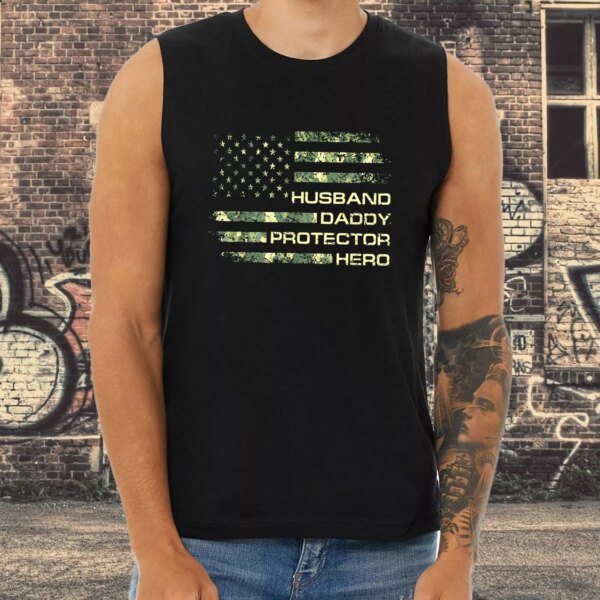Husband Daddy Protector Hero Army Tank Top