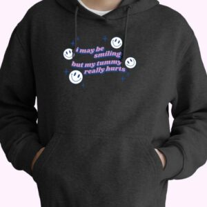 I may be smiling but my tummy really hurts 70s Basic Hoodie