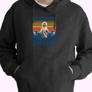 Jesus Is My Spotter Vintage 80s Style 70s Basic Hoodie