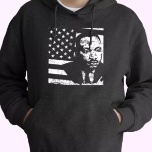 Martin Luther King Jr Distressed Mlk Flag MLK Day Hoodie