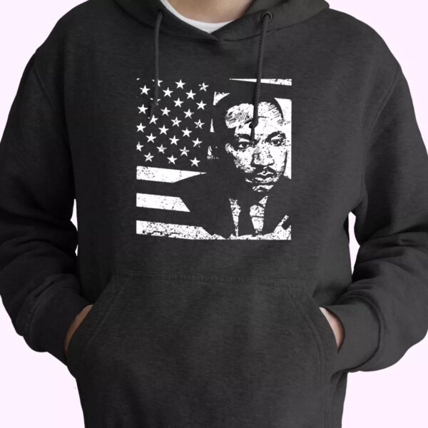 Martin Luther King Jr Distressed Mlk Flag MLK Day Hoodie