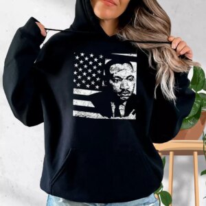 Martin Luther King Jr Distressed Mlk Flag MLK Day Hoodie
