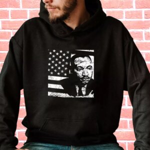 Martin Luther King Jr Distressed Mlk Flag MLK Day Hoodie 3