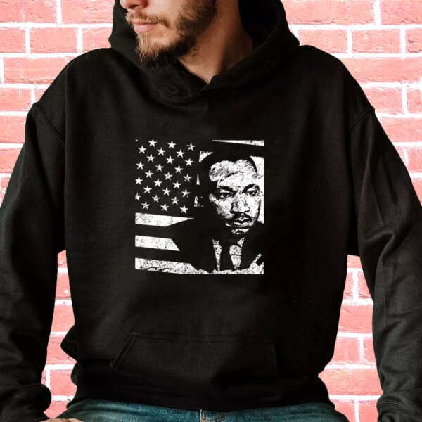 Martin Luther King Jr Distressed Mlk Flag MLK Day Hoodie