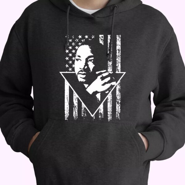 Martin Luther King Jr Distressed Usa Flag MLK Day Hoodie