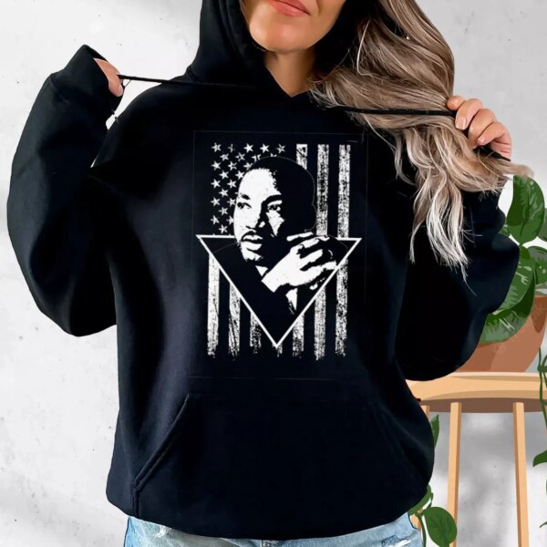 Martin Luther King Jr Distressed Usa Flag MLK Day Hoodie