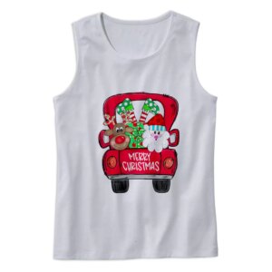 Merry Christmas Red Trees Truck Gym Christmas Tank Top